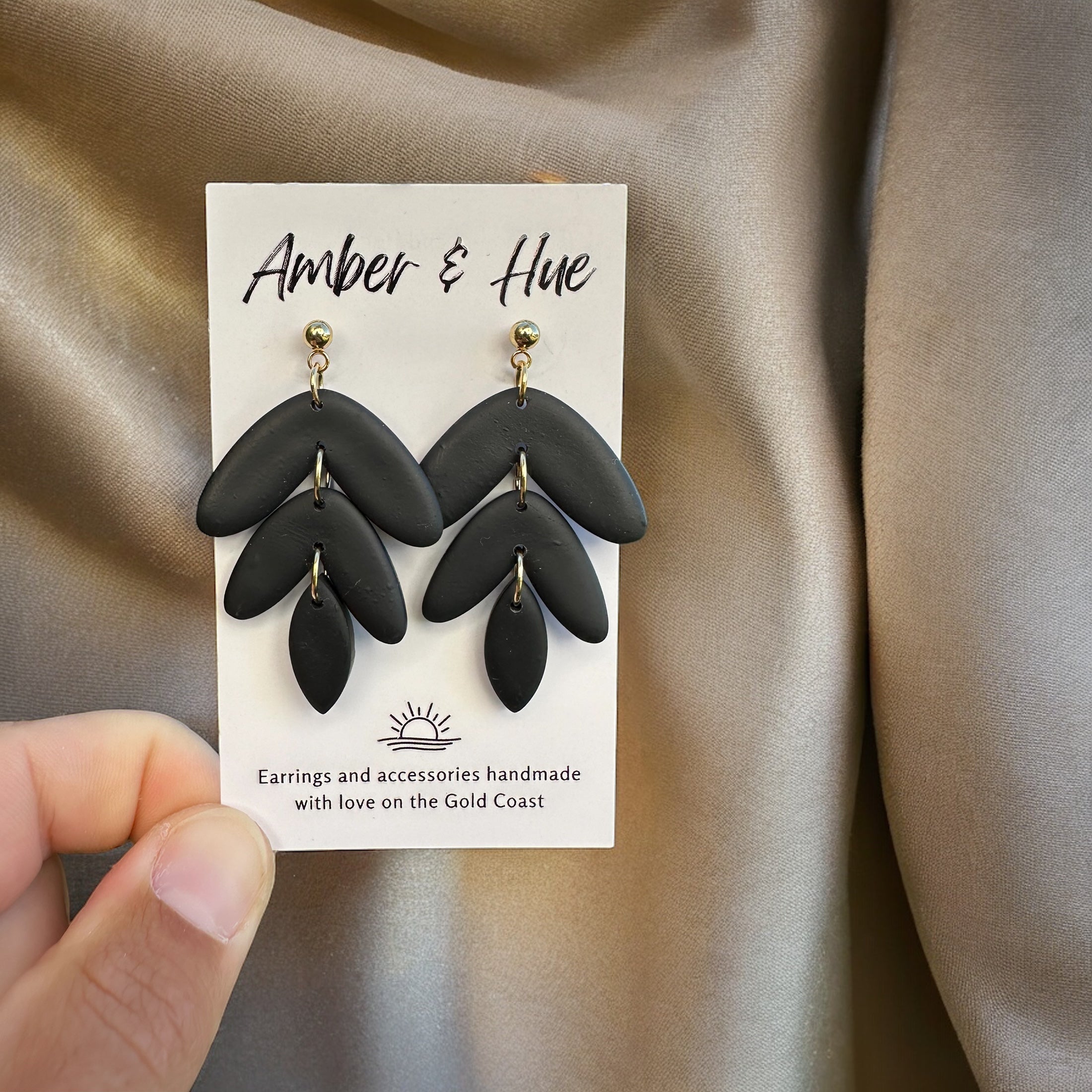 Black Three Tier Dangle Earrings