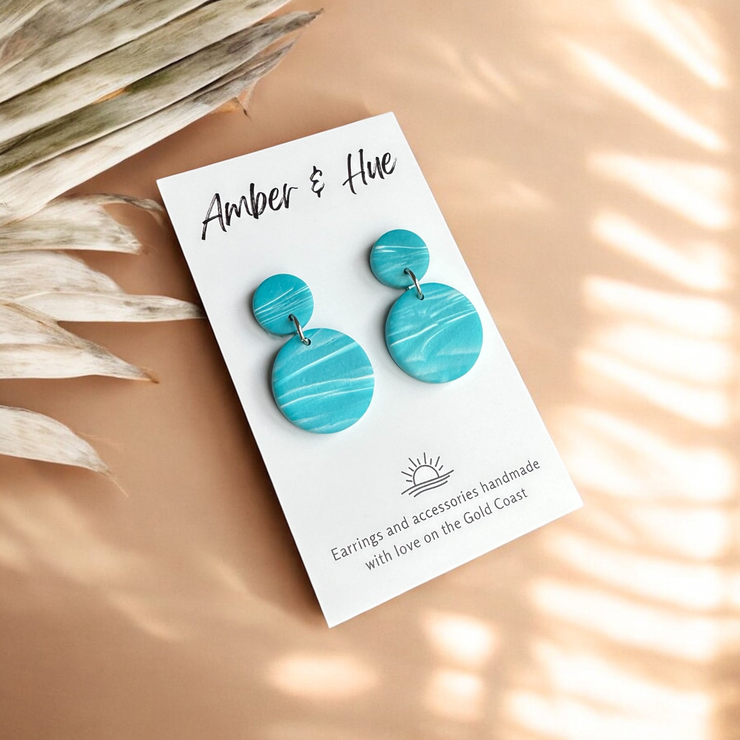 Sapphire Marbled Small Round Dangle Earrings